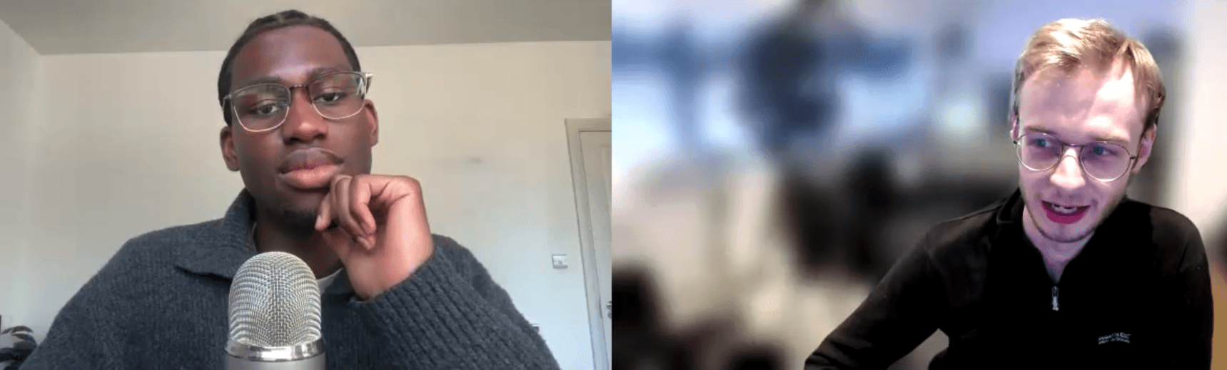 Muyiwa Aruna interviewing Ollie Burton by video call